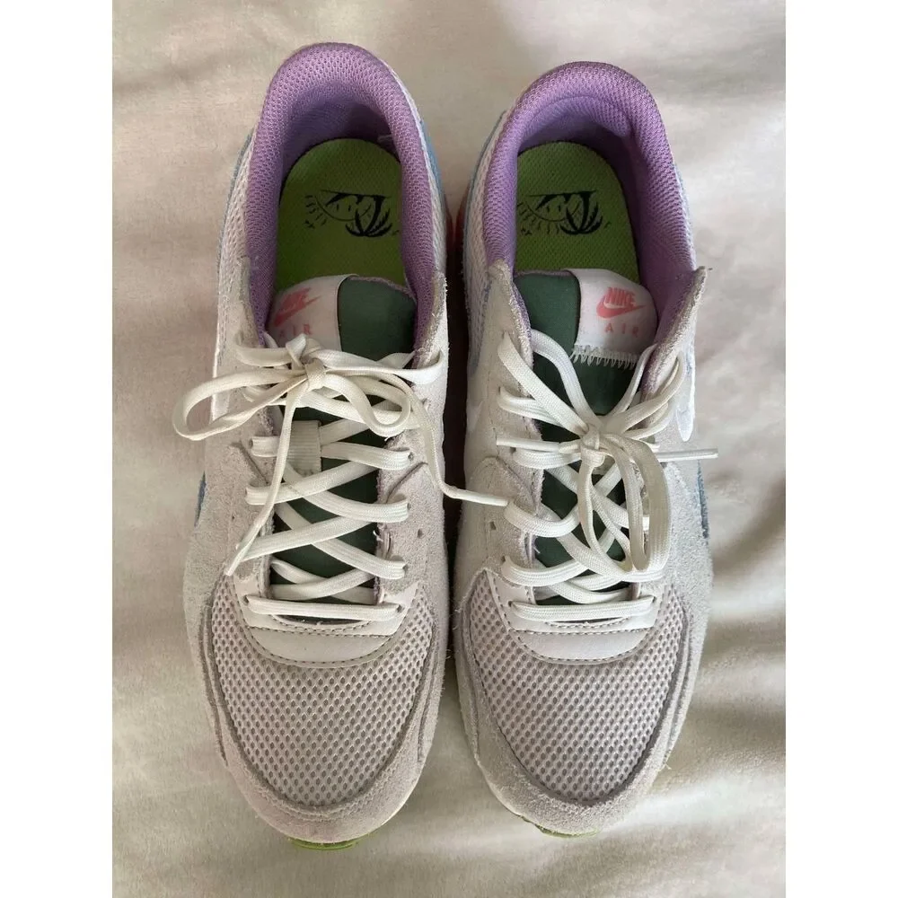 Nike Air Max Women’s Athletic Sneakers in Cream, Light Blue, Pink & Green - Picture 8 of 10